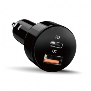ALIMENTATOR auto Genius QC si PD 36W total max, Quick Charge 18W, Power Delivery 18W, 36W total max., 1 x USB-A + 1 x USB Type-C, pt. bricheta auto, black, 32590008400 (timbru verde 0.18 lei) 