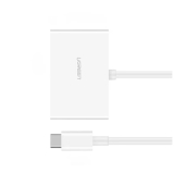 CABLU video Ugreen, MM123 USB Type-C (T) la HDMI (M) + VGA (M), rezolutie maxima HDMI: 4K si 2K la 30Hz si VGA 1920x1200 la 60Hz, 15cm, ABS, alb 30843 (timbru verde 0.08 lei) - 6957303838431 