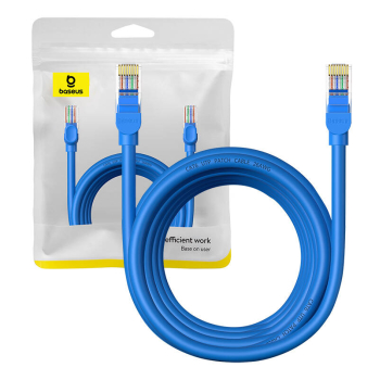 PATCH CORD UTP Baseus Cat6, fire din cupru, round cable, viteza maxima 1 Gbps, PVC, 5m, albastru B00133204311-04 (timbru verde 0.08 lei) - 6932172637118 