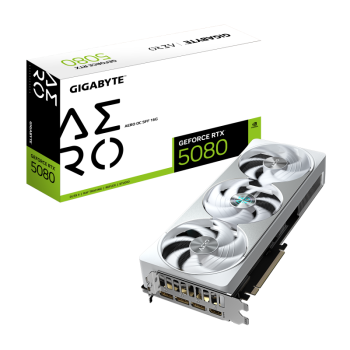 GIGABYTE Video Card NVIDIA GeForce RTX 5080 AERO OC SFF 16G (16GB GDDR7/256bit, PCI-E 5.0, Recommended PSU 850W, 16Pin Power connector, 3x DP, 1x HDMI) White/Silver