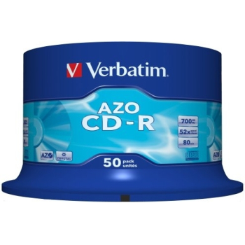 Consumabil CD-R VERBATIM 700MB, 80min, viteza 52x, 50 buc, spindle, AZO Crystal  43343 
