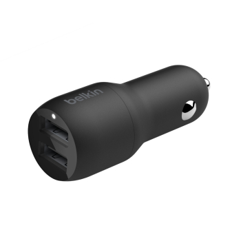 Adaptor Belkin DUAL USB-A CHARGER CAR/W/LIGHTNING CABLE 1M 24W BLACK CCD001BT1MBK