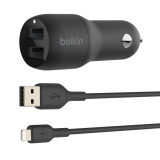 Casti BELKIN CAR CHARGER/DUAL USB-A 24W BLACK CCB001BTBK