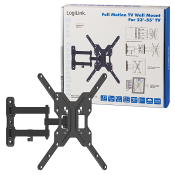 SUPORT de perete LOGILINK, pt 1 TV/monitor, diag. max 55 inch, inclinare, pivotare, rotire, orizontala, max 30 Kg, BP0016 