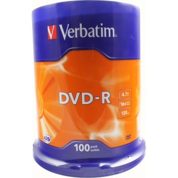 Consumabil DVD-R VERBATIM 4.7GB, 120min, viteza 16x, 100 buc, Single Layer, spindle, Matt Silver 43549 
