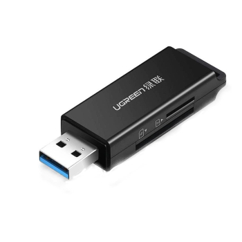 CARD READER extern Ugreen, CM104 interfata USB 3.0, citeste/scrie: SD, microSD viteza pana la 480Mbps, suporta carduri maxim 2 TB, plastic, black 40752 (timbru verde 0.03 lei) - 6957303803637 