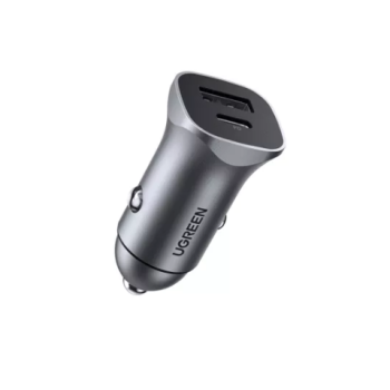 INCARCATOR auto Ugreen, CD130 USB Type-C x 1 Output 5V/3A QC3.0, USB x 1 Output 5V/3A, total output 30W, pt. bricheta auto, gri 40858 (timbru verde 0.8 lei) - 6957303848584 