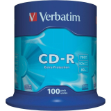 Consumabil CD-R VERBATIM 700MB, 80min, viteza 52x, 100 buc, spindle, 43411 