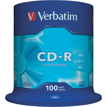 Consumabil CD-R VERBATIM 700MB, 80min, viteza 52x, 100 buc, spindle, 43411 