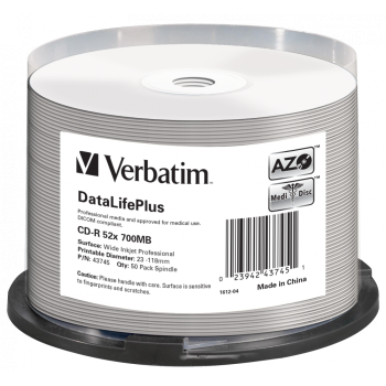Consumabil CD-R VERBATIM 700MB, VITEZA 52X, THERMAL PRINTRABLE NO-ID, SPINDLE, 50 BUC, 43745 
