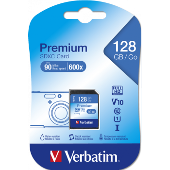 Stick USB MEMORIE SD CARD VERBATIM 128GB CLASA 10 44025 (TIMBRU VERDE 0.03 LEI) 