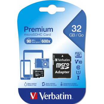 Card Memorie MicroSDHC Verbatim 32GB Clasa 10 + Adaptor SD 44083