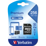 Stick USB MEMORIE SD CARD VERBATIM 256GB CLASA 10 ADAPTOR INCLUS 44087 (TIMBRU VERDE 0.03 LEI) 
