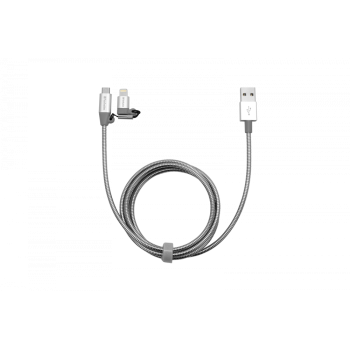 CABLU 2-IN-1 LIGHTNING VERBATIM, MICRO B, STAINLESS STEEL, SYNC, CABLU, 100CM, SILVER 48869 (TIMBRU VERDE 0.08 LEI) 