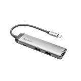 HUB extern VERBATIM, USB 3.0 x 2, HDMI x 1 (4K@30Hz), USB Type C x 1, conectare USB Type C, cablu 15 cm, max. 3A, brushed metal 49140 (timbru verde 0.18 lei) 