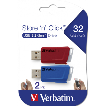 MEMORIE USB VERBATIM STORE `N` CLICK 2X32GB USB 3.0 ROSU/NEGRU 49308 (TIMBRU VERDE 0.03 LEI) 