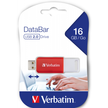 Stick USB MEMORIE USB VERBATIM DATABAR 16GB USB 2.0 ROSU 49453 (TIMBRU VERDE 0.03 LEI) 