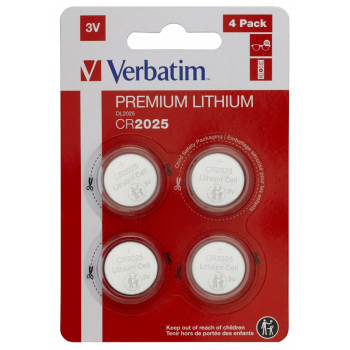 BATERIE VERBATIM, butoni (CR2025), 3V litiu, 4 buc., 49532 (timbru verde 0.04 lei) 