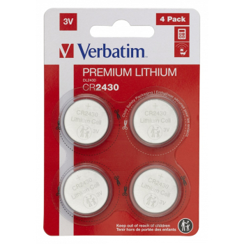 BATERIE VERBATIM, butoni (CR2430), 3V litiu, 4 buc., 49534 (timbru verde 0.04 lei) 