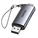 CARD READER extern Ugreen, CM185 interfata USB 3.0 si USB Type-C 3.0, citeste/scrie: SD, microSD viteza pana la 5 Gbps, suporta carduri maxim 2 TB, plastic, black 50706 (timbru verde 0.03 lei) - 