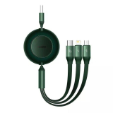 CABLU alimentare si date Baseus Bright Mirror 2 Retractable 3-in-1, pt. smartphone, USB la Micro-USB+Lightning+USB Type-C 66W, 1.1m, verde 
