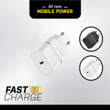 Adaptor OTTERBOX EU WALL CHARGER 20W -/1X USB-C 20W USB-PD WHITE 78-80349