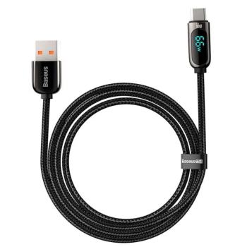 CABLU alimentare si date Baseus, Dynamic Fast Charging Data Cable pt. smartphone, USB (T) la USB Type-C (T), 66W, braided, 2m, negru, CASX020101 (include TV 0.18lei) - 6932172600587 