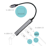 I-TEC USB-C METAL HUB 1X USB 3.0 + 3X/USB 2.0 C31HUBMETALMINI4