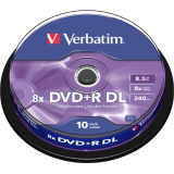 Consumabil DVD+R VERBATIM 8.5GB, 240min, viteza 8x, 10 buc, Double Layer, spindle, Matt Silver 43666 