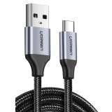 CABLU alimentare si date Ugreen, US288, Fast Charging Data Cable pt. smartphone, USB 2.0 la USB Type-C 5V/3A, braided, 0.25m, negru 60124 (timbru verde 0.08 lei) - 6957303861248 
