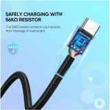 CABLU alimentare si date Ugreen, US288, Fast Charging Data Cable pt. smartphone, USB la USB Type-C, 5V/3A, nickel plating, braided, 0.5m, alb, 60130 (timbru verde 0.08 lei) - 6957303861309 