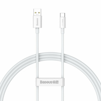 CABLU alimentare si date Baseus Superior (SUPERVOOC), pt. smartphone, USB la USB Type-C , 65W, 1m, alb CAYS000902 (timbru verde 0.18 lei) - 6932172612894 