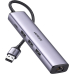 ADAPTOR RETEA Ugreen, cm475 extern, USB 3.0 (T) la port Gigabit RJ-45, porturi USB: USB 3.0 x 3, USB Type-C x 1, argintiu 60554 (timbru verde 0.18 lei) - 6957303865543 