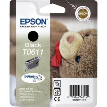 Cartus Cerneala Epson T0611 Black capacitate 250 pagini for D88/ D68PE/ DX4800/ DX4850/ DX4200/ DX4250/ DX3800/ DX3850 C13T06114010