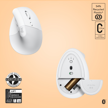 Logitech LIFT FOR MAC VERTICAL ERGOMOUSE/OFF-WHITE/PALE GREY - EMEA 910-006477