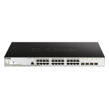 SWITCH PoE D-LINK Smart 24 porturi Gigabit (24 PoE) +  4 porturi 1G SFP, IEEE 802.3af/at, buget POE total 193 W, carcasa metalica. 