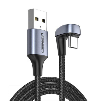 CABLU alimentare si date Ugreen, US311, Fast Charging Data Cable pt. smartphone, USB la USB Type-C, unghi 180 grade, braided, 1m, negru 70313 (timbru verde 0.08 lei) - 6957303873135 