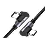 CABLU alimentare si date Ugreen, US323, Fast Charging Data Cable pt. smartphone, USB Type-C la USB Type-C 60W/3A Angled 90, braided, 1m, negru 70529 (timbru verde 0.08 lei) - 6957303875290  