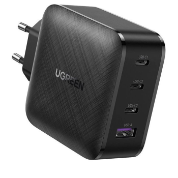 INCARCATOR retea Ugreen, CD104 Quick Charge 3.0 65W, 3 x USB Type-C 5V/3A, 1 x USB 5V/3A, negru 70774 (timbru verde 0.18 lei) - 6957303877744 