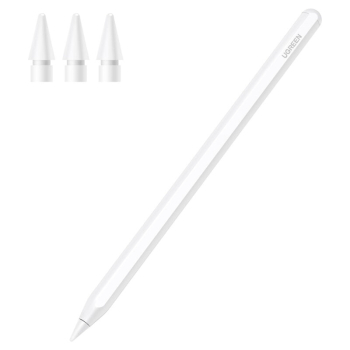 TOUCH PEN Ugreen, indicator LED, baterie li-ion, incarcare magnetica wireless, compatibil Ipad, alb 15910 - (timbru verde 0.03 lei) - 6941876219100 