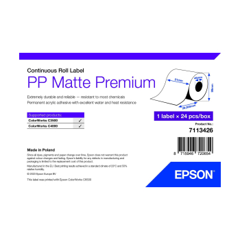 Epson PP MATTE LABEL PREM CONTINUOUS/ROLL 51X29MM 7113426 Epson PP MATTE LABEL PREM CONTINUOUS/ROLL 51X29MM 7113426
