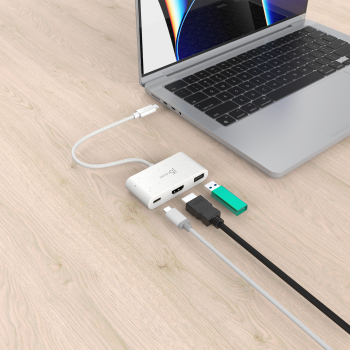 Hub J5Create ECO-FRIENDLY USB-C TO HDMI USB/TYPE-A WITH POWER DELIVERY JCA379EW-N Hub J5Create ECO-FRIENDLY USB-C TO HDMI USB/TYPE-A WITH POWER DELIVERY JCA379EW-N