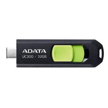 MEMORIE USB Type-C 3.2 ADATA 32 GB, retractabila, carcasa plastic, negru / verde ACHO-UC300-32G-RBK/GN (timbru verde 0.03 lei) 