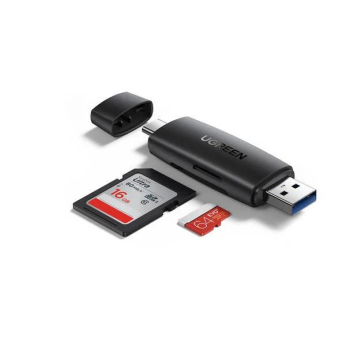 CARD READER extern Ugreen, CM304 interfata USB 3.0 si USB Type-C, citeste/scrie: SD, microSD viteza pana la 5Gbps, suporta carduri maxim 2 TB, plastic, black 80191 (timbru verde 0.03 lei) - 69573 