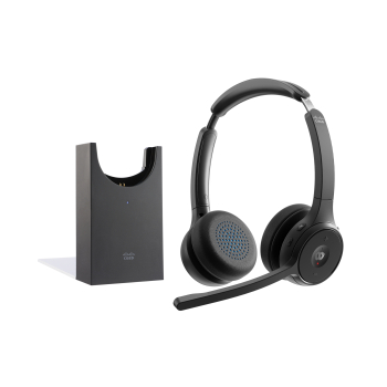 Casti Cisco HEADSET 722 WIRELESS DUAL+STAND/CARBON BLACK USBA BUNDLE HS-WL-722-BUNAS-C