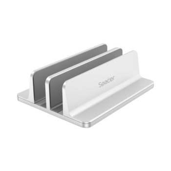 STAND SPACER vertical, notebook 14/17, dublu, protectie impotriva zgarieturilor, latime ajustabila, argintiu, aluminiu sablat, SPS-Vertical 