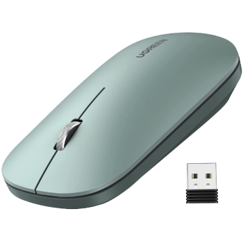 MOUSE Ugreen, MU001 PC sau NB, wireless 2.4GHz, optic, 3/1 butoane/scroll, 4000 dpi, verde 90374 (timbru verde 0.18 lei) - 6957303893744 
