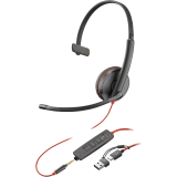 Casti HP Poly Blackwire 3215 Monaural USB-C Headset +3.5mm Plug +USB-C/A Adapter (Bulk) 8X227A6