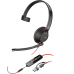 Casti HP Poly Blackwire 5210 Monaural USB-C Headset +3.5mm Plug +USB-C/A Adapter 8X230AA