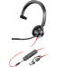 Casti HP Poly Blackwire 3315 Monaural Microsoft Teams Certified USB-C Headset +3.5mm Plug +USB-C/A Adapter 8X218AA